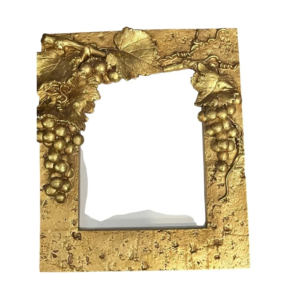 Vintage Gold Grape Vine Picture Frame Ornate 3D Fruit Resin Tabletop Decor 5x7